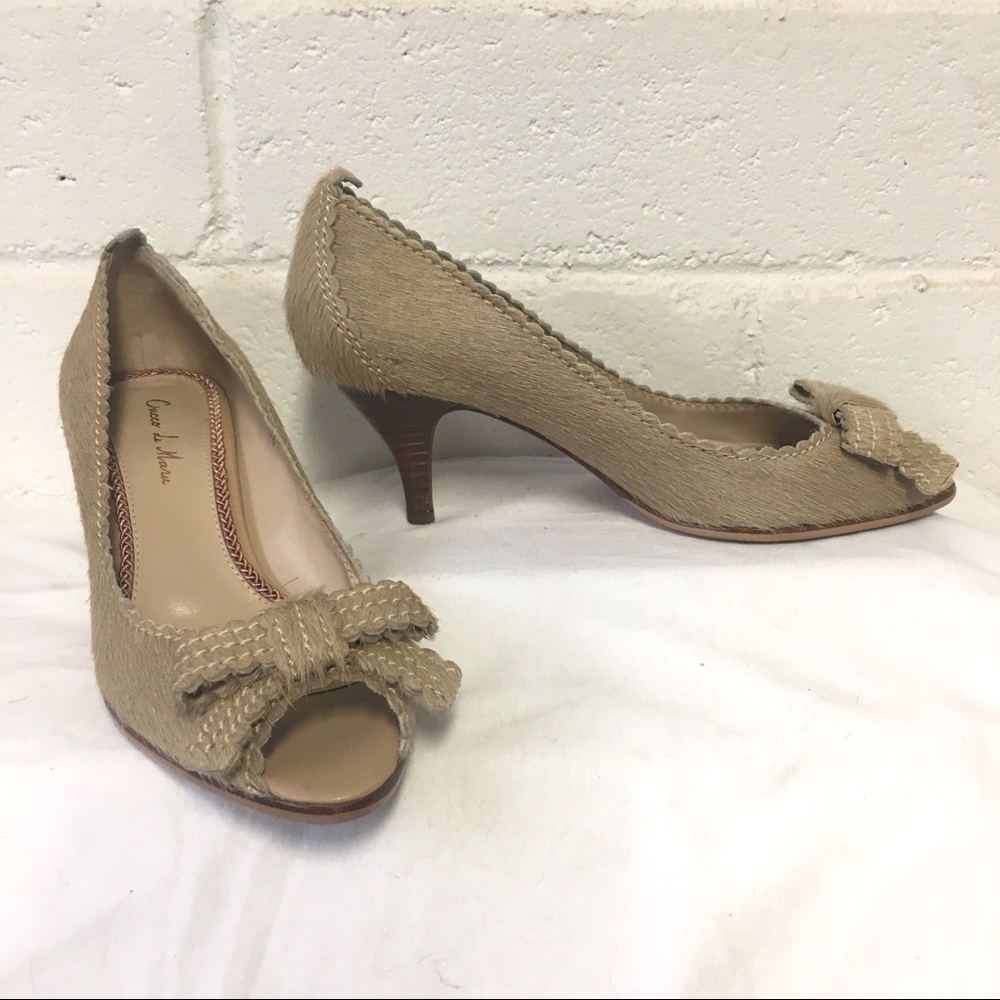 Chic Pony Hair Bow Open Toe Pumps